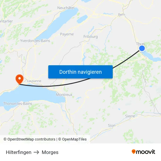 Hilterfingen to Morges map