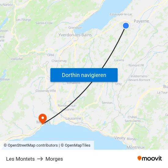Les Montets to Morges map