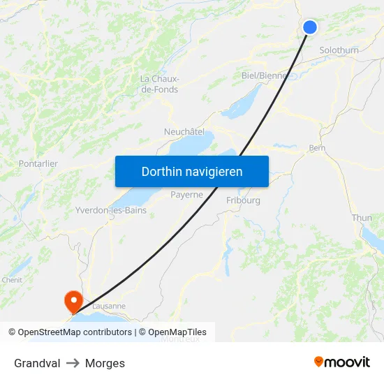 Grandval to Morges map