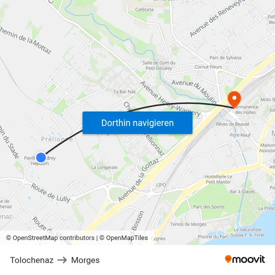 Tolochenaz to Morges map