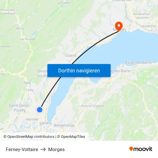 Ferney-Voltaire to Morges map