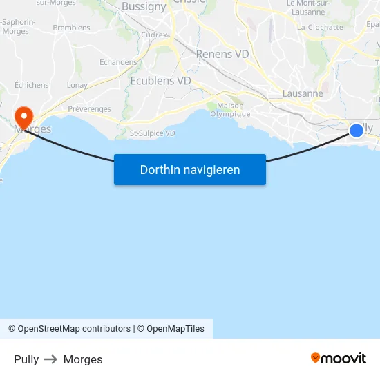 Pully to Morges map