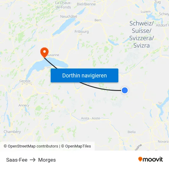 Saas-Fee to Morges map