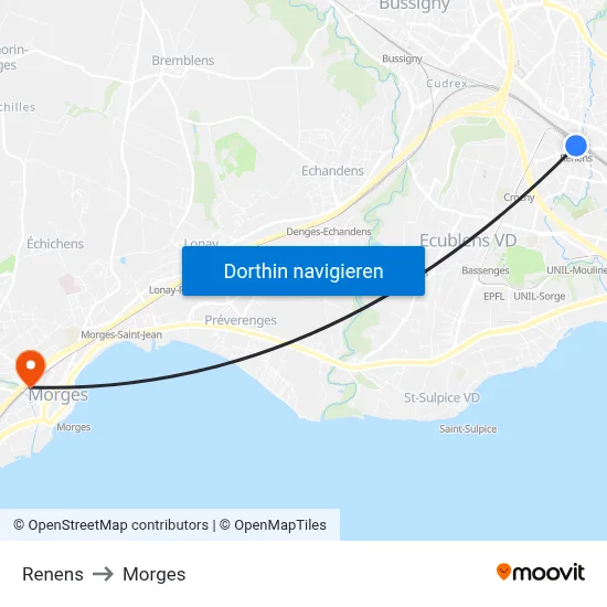Renens to Morges map