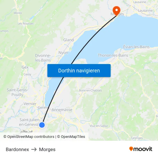 Bardonnex to Morges map
