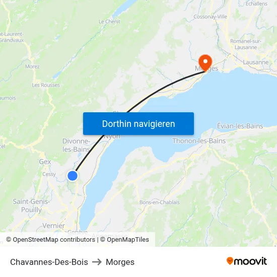 Chavannes-Des-Bois to Morges map