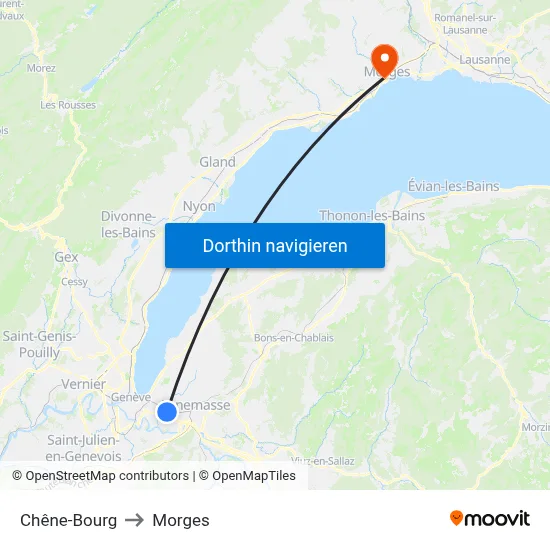 Chêne-Bourg to Morges map
