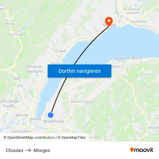 Choulex to Morges map