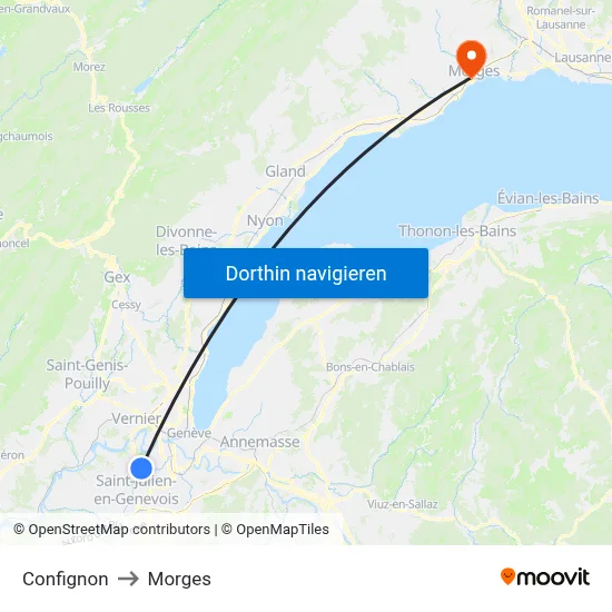 Confignon to Morges map