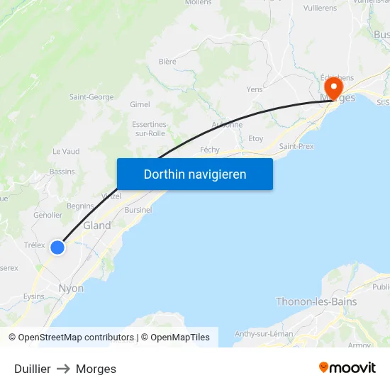 Duillier to Morges map