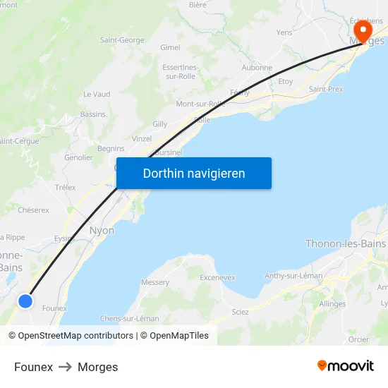 Founex to Morges map