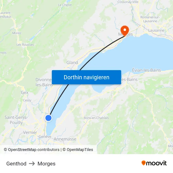Genthod to Morges map