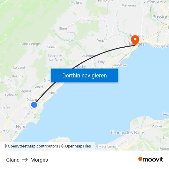 Gland to Morges map