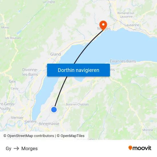 Gy to Morges map
