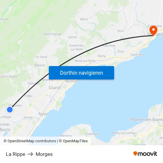 La Rippe to Morges map