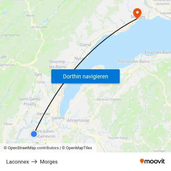 Laconnex to Morges map