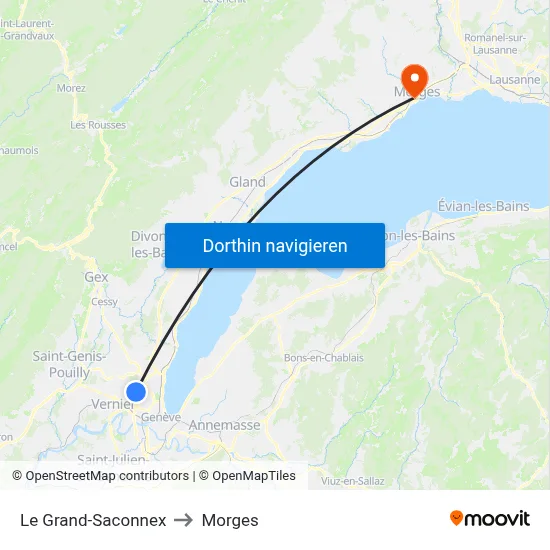 Le Grand-Saconnex to Morges map