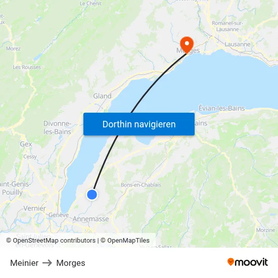 Meinier to Morges map