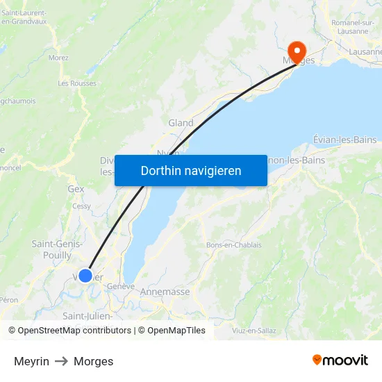 Meyrin to Morges map