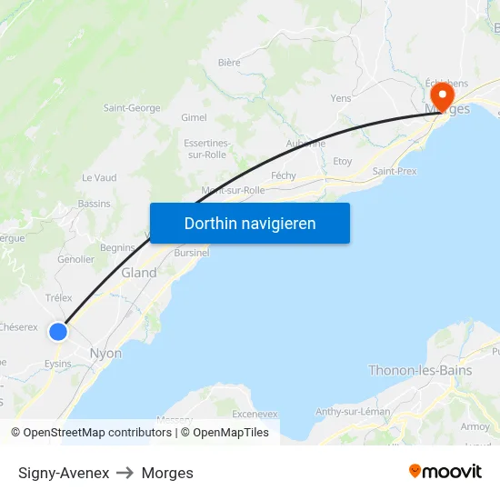 Signy-Avenex to Morges map
