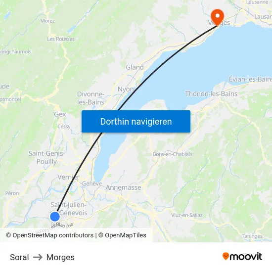 Soral to Morges map