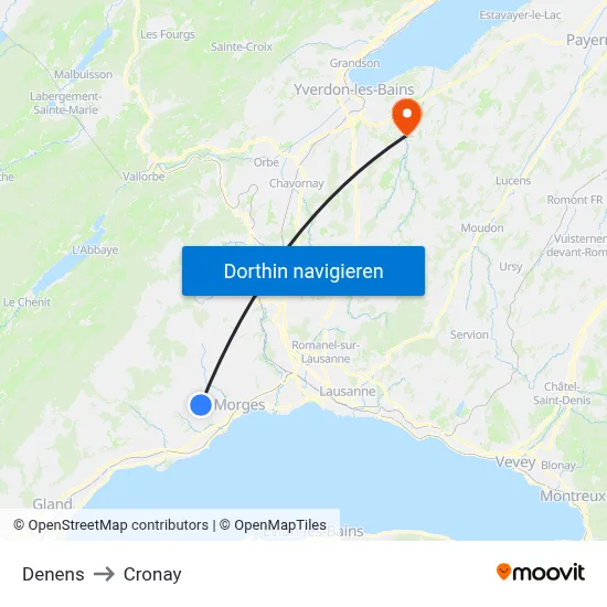 Denens to Cronay map