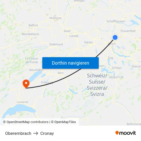Oberembrach to Cronay map