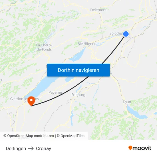 Deitingen to Cronay map