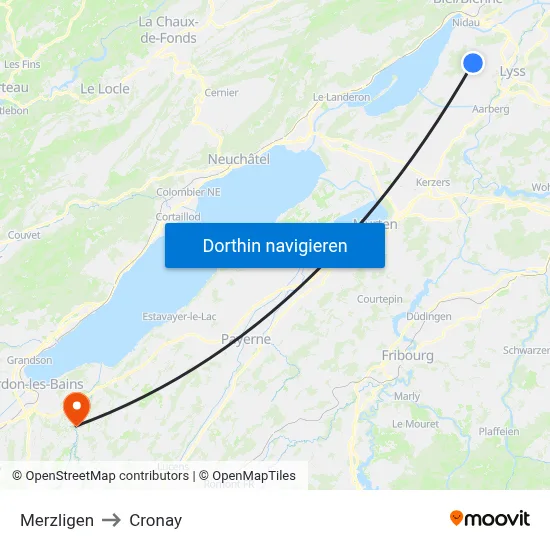 Merzligen to Cronay map