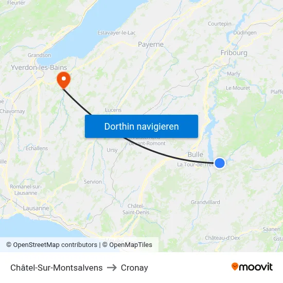 Châtel-Sur-Montsalvens to Cronay map