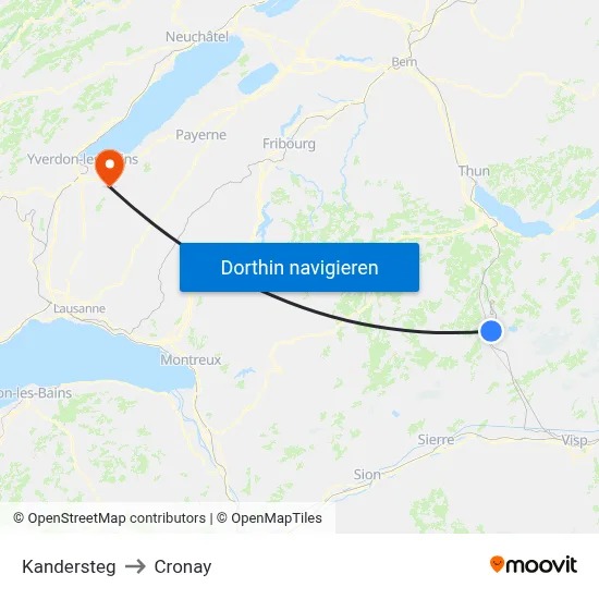 Kandersteg to Cronay map