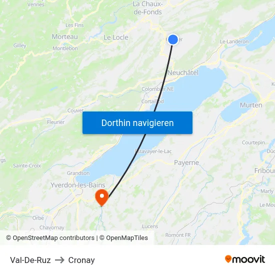 Val-De-Ruz to Cronay map