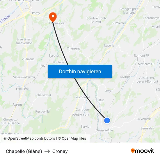 Chapelle (Glâne) to Cronay map