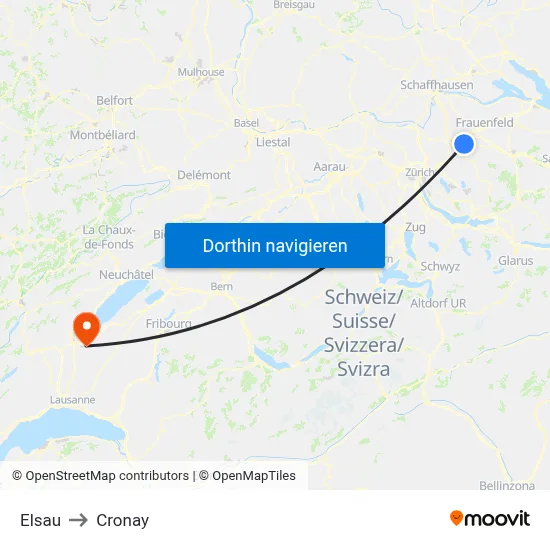 Elsau to Cronay map