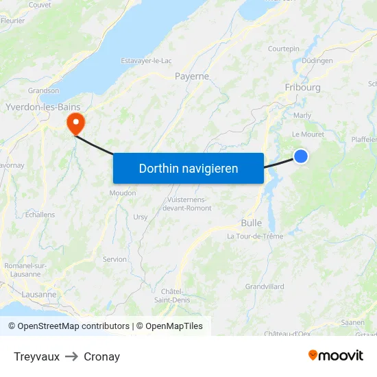 Treyvaux to Cronay map