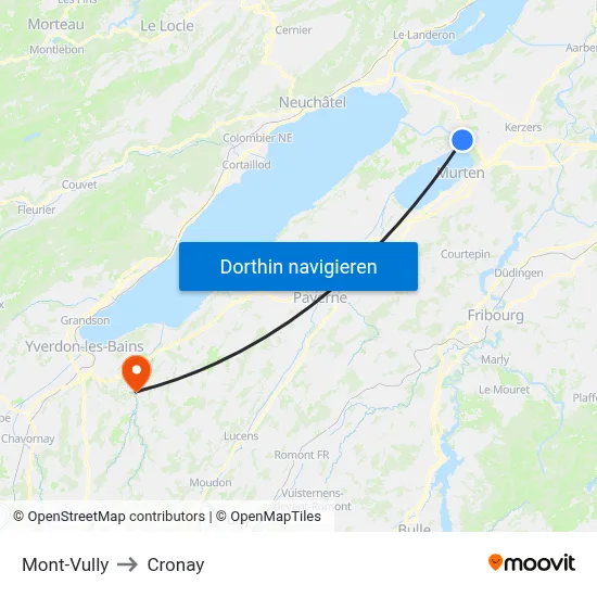 Mont-Vully to Cronay map