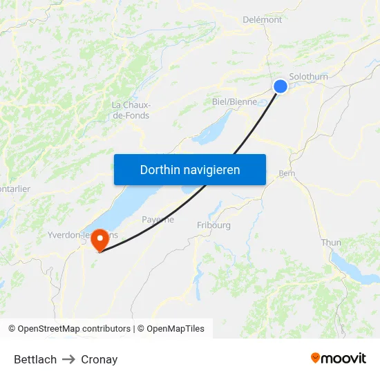 Bettlach to Cronay map