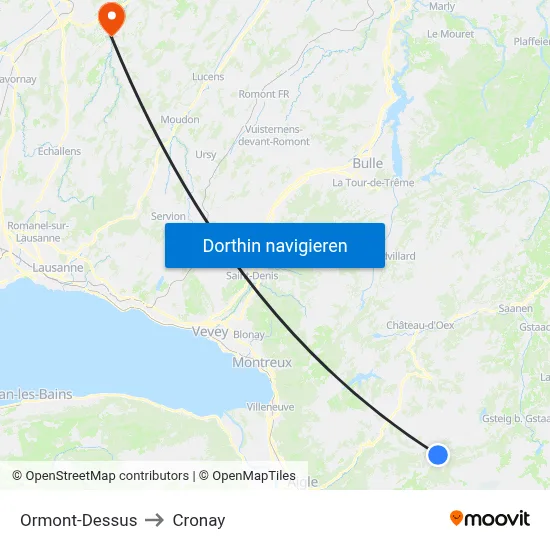 Ormont-Dessus to Cronay map