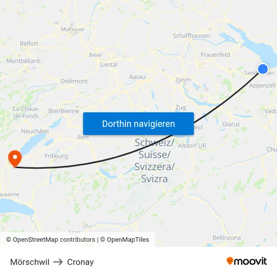 Mörschwil to Cronay map