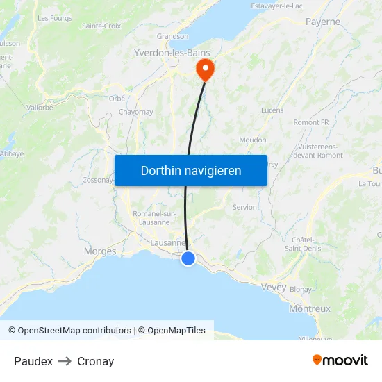 Paudex to Cronay map