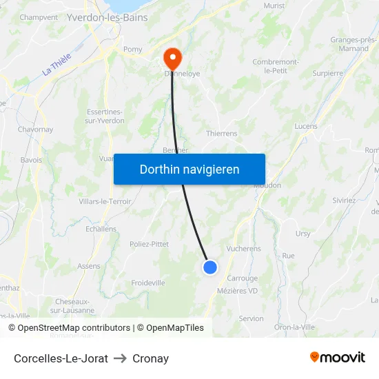 Corcelles-Le-Jorat to Cronay map