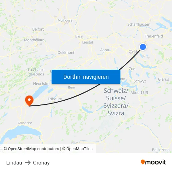 Lindau to Cronay map