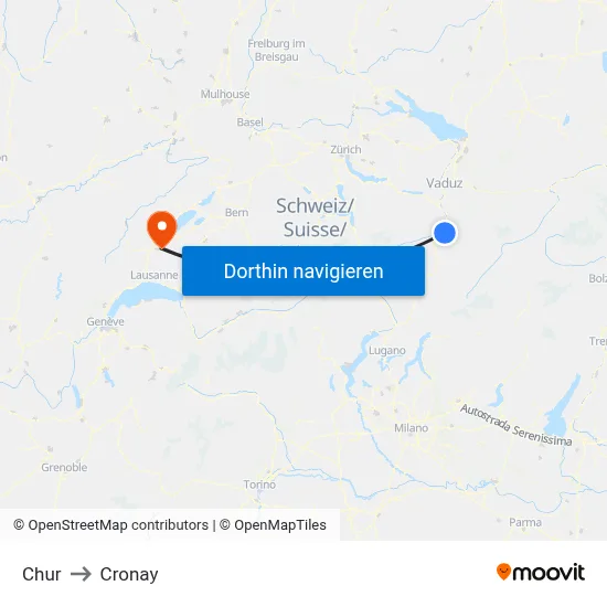 Chur to Cronay map