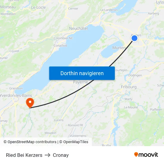Ried Bei Kerzers to Cronay map