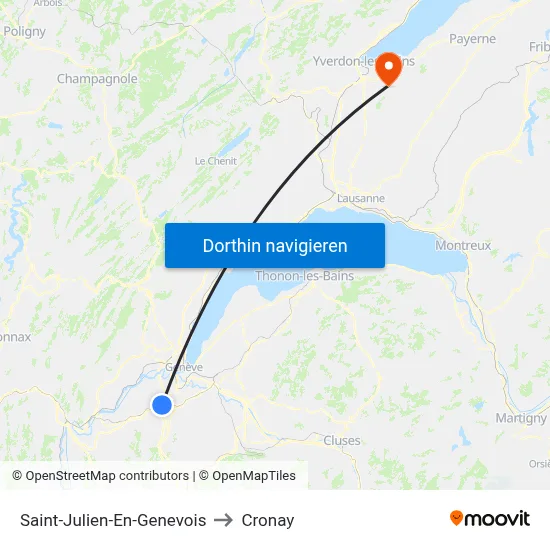 Saint-Julien-En-Genevois to Cronay map