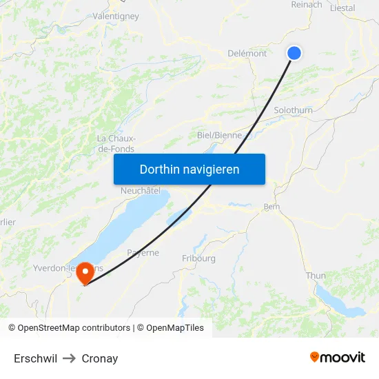 Erschwil to Cronay map
