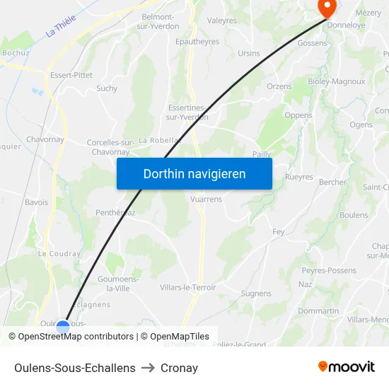 Oulens-Sous-Echallens to Cronay map