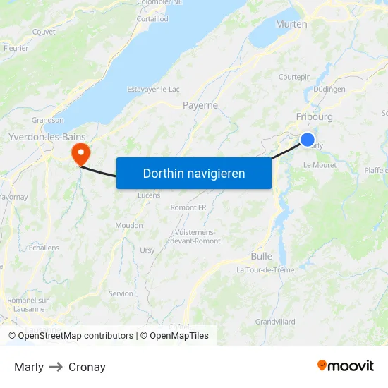 Marly to Cronay map