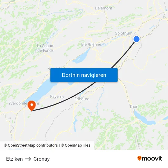 Etziken to Cronay map