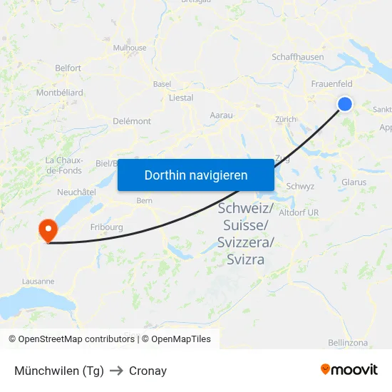 Münchwilen (Tg) to Cronay map